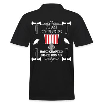 Flokis longships, Viking shipbuilding, Viking shirt - Men's Polo Shirt - black - Back - Kai (181cm)