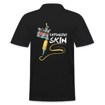 Expensive Skin / Tattoo Inked Tätowierer Geschenk - Männer Poloshirt - Schwarz - Hinten - Kai (181cm)