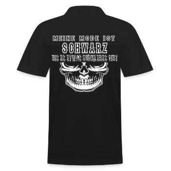 Meine Mode ist schwarz,Totenkopf Metal,Gothic,FUN - Männer Poloshirt - Schwarz - Hinten - Kai (181cm)