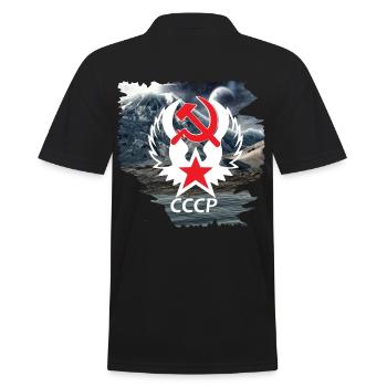 Russia,Soviet Union,Russia Coat of Arms,Mountains Shirt - Men's Polo Shirt - black - Back - Kai (181cm)