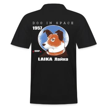Outer space dog, LAIKA, 1957 space travel gift, Space - Men's Polo Shirt - black - Back - Kai (181cm)