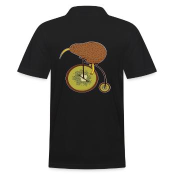Vélo, cadeau d'humour végétalien végétarien kiwi vélo - Polo Homme - noir - Dos - Kai (181cm)