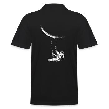 Astronaut Schaukel Mond, Raumfahrt Space Weltraum - Männer Poloshirt - Schwarz - Hinten - Kai (181cm)