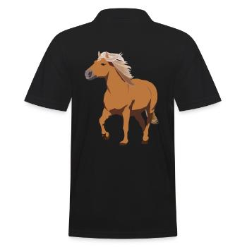 Haflinger Pferd Pony Reiten - Männer Poloshirt - Schwarz - Hinten - Kai (181cm)