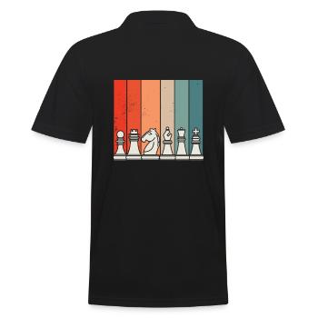 Chess, Chess Pieces Chess Game Retro Sport - Men's Polo Shirt - black - Back - Kai (181cm)