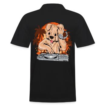 Teddybär DJ, Sommer Party Musik Club Kopfhörer - Männer Poloshirt - Schwarz - Hinten - Kai (181cm)