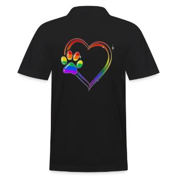 Pfote Hunde Herz Hundeliebhaber, Hund Regenbogen - Männer Poloshirt - Schwarz - Hinten - Kai (181cm)