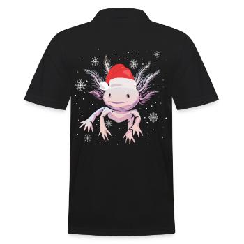 Frohe Weihnachten, Tiere, Xmas, Amphibien, Axolotl - Männer Poloshirt - Schwarz - Hinten - Kai (181cm)