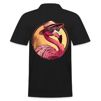 cooler rosa Flamingo Vogel im Urlaubsmodus - Männer Poloshirt - Schwarz - Hinten - Kai (181cm)
