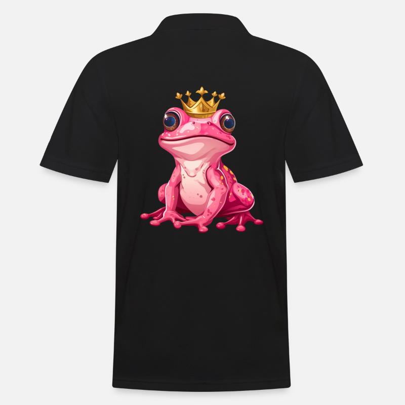 simpatica principessa rana rosa rosa con corona d'oro - Polo da uomo - nero