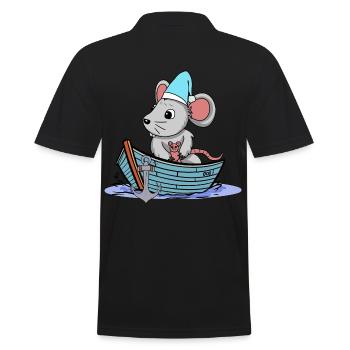 Maritime Mouse Rodent Boat Cruise Travel Child - Men's Polo Shirt - black - Back - Kai (181cm)