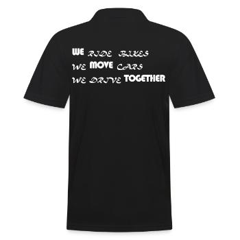 WE MOVE TOGETHER - Männer Poloshirt - Schwarz - Hinten - Kai (181cm)