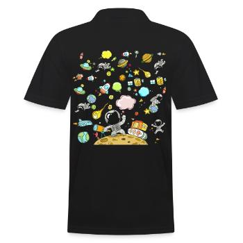 Space astronauts and rockets adventure - Men's Polo Shirt - black - Back - Kai (181cm)