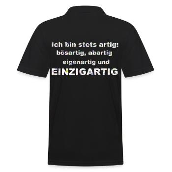 Ich bin artig - Männer Poloshirt - Schwarz - Hinten - Kai (181cm)