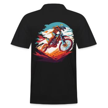 Motocross Offroad Biker Dirt Bike Racing Freestyle - Männer Poloshirt - Schwarz - Hinten - Kai (181cm)
