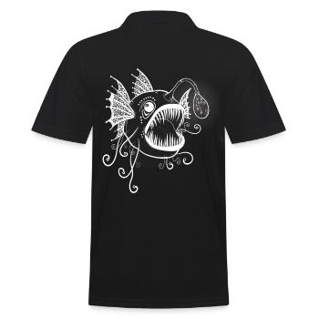 Anglerfisch mit Glühbirne mit Blumen - Männer Poloshirt - Schwarz - Hinten - Kai (181cm)