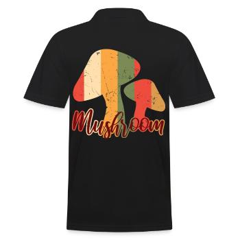 Mushroom Vintage Distressed - Männer Poloshirt - Schwarz - Hinten - Kai (181cm)