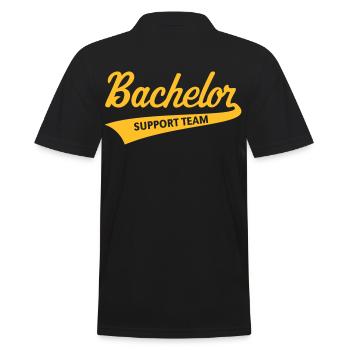 Bachelor Support Team (JGA / Schriftzug) - Männer Poloshirt - Schwarz - Hinten - Kai (181cm)