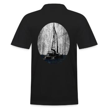 Katamaran Segler Segelschiff - Männer Poloshirt - Schwarz - Hinten - Kai (181cm)
