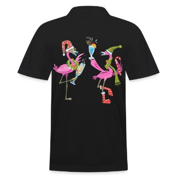 Flamingo-Weihnachten. Weihnachtsgeschenk - Männer Poloshirt - Schwarz - Hinten - Kai (181cm)