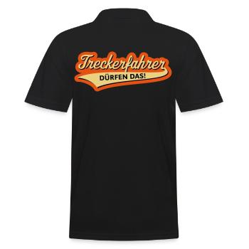 Treckerfahrer Dürfen Das! (Trecker, Traktor, 3CV4) - Männer Poloshirt - Schwarz - Hinten - Kai (181cm)