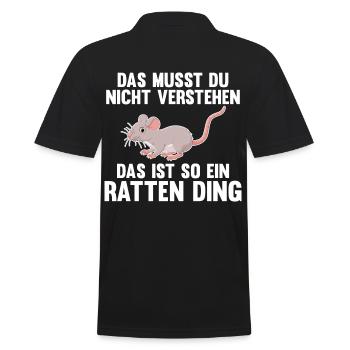 Nagetier Ratte Ratten - Männer Poloshirt - Schwarz - Hinten - Kai (181cm)