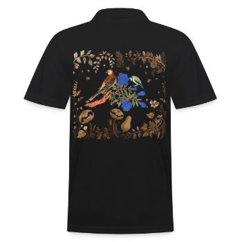 faune, oiseaux, oiseaux, fleurs, flore, nature - Polo Homme - noir - Dos - Kai (181cm)