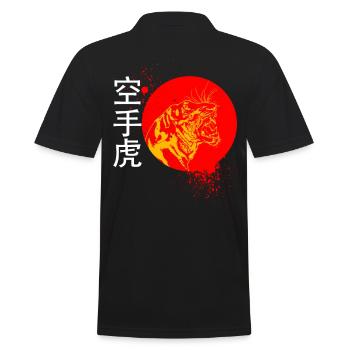 Karate und ein Tiger mit Japanischen Symbolen - Männer Poloshirt - Schwarz - Hinten - Kai (181cm)