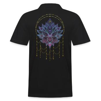 Spirituelle Lotusblume Namaste Yoga & Om - Männer Poloshirt - Schwarz - Hinten - Kai (181cm)