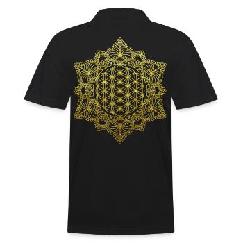 Fleur de vie Géométrie sacrée en or - Polo Homme - noir - Dos - Kai (181cm)