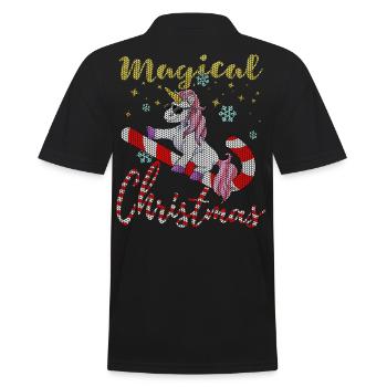 Strickmuster Magisches Weihnachten Einhorn - Männer Poloshirt - Schwarz - Hinten - Kai (181cm)