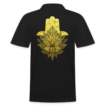 Hamsa Hand Blume des Lebens Mandala Om Symbol - Männer Poloshirt - Schwarz - Hinten - Kai (181cm)
