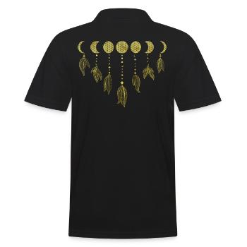 Fleur de vie phases de lune capteur de rêves avec des plumes - Polo Homme - noir - Dos - Kai (181cm)