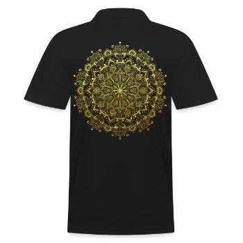 Gold indisches Buddhismus Mandala mit Ornamenten - Männer Poloshirt - Schwarz - Hinten - Kai (181cm)