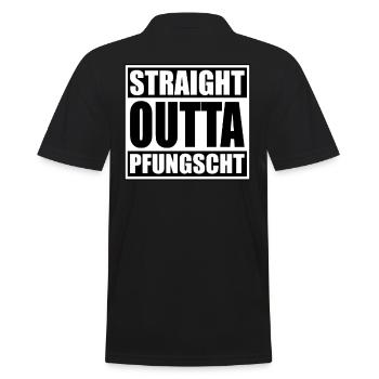 straight outta pfungscht - Männer Poloshirt - Schwarz - Hinten - Kai (181cm)