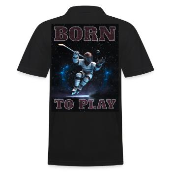 born to play hockey - Eishockey Geschenkidee - Männer Poloshirt - Schwarz - Hinten - Kai (181cm)