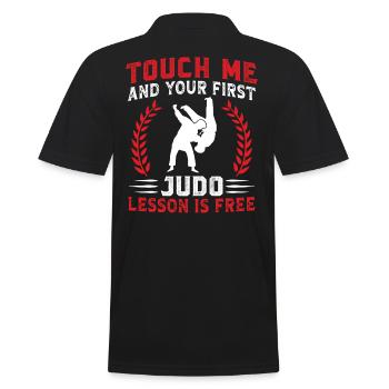 Touch me and your first Judo lesson is free - Men's Polo Shirt - black - Back - Kai (181cm)