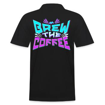Brew The Coffee - 80s Design - Men's Polo Shirt - black - Back - Kai (181cm)