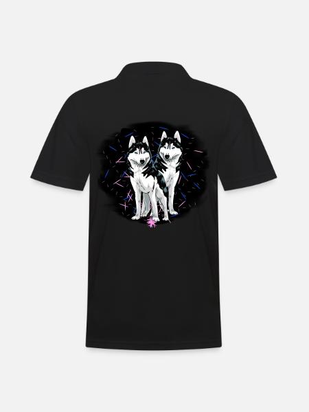 Husky Chiens Animaux Animaux Animaux Propriétaires de chiens Pedigree Chien - Polo Homme - noir