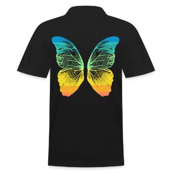 2reborn wings butterfly rainbow wing butterfly - Men's Polo Shirt - black - Back - Kai (181cm)