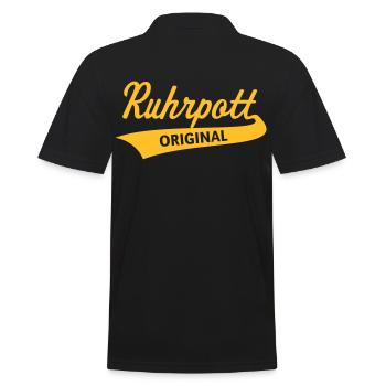 Ruhrpott – Original (Ruhrgebiet / Kohlenpott / 1C) - Männer Poloshirt - Schwarz - Hinten - Kai (181cm)