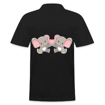 Elephant Baby Heart Enfants Naissance Jumeaux Enfants - Polo Homme - noir - Dos - Kai (181cm)
