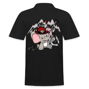 Tyrolean elephant mountaineers climb mouse Alps - Men's Polo Shirt - black - Back - Kai (181cm)