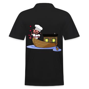Teddybär Koch Seemann Boot Seefahrer kochen Ahoi - Männer Poloshirt - Schwarz - Hinten - Kai (181cm)