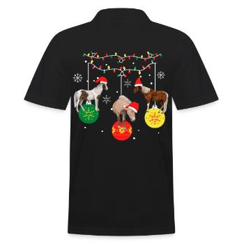 Pferd zu Weihnachten. Weihnachtsgeschenk - Männer Poloshirt - Schwarz - Hinten - Kai (181cm)