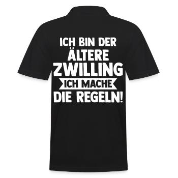 Zwillingsgeschwister Ältere Zwilling Zwillinge - Männer Poloshirt - Schwarz - Hinten - Kai (181cm)
