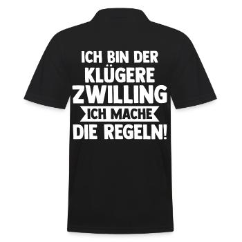 Zwillingsgeschwister Klügere Zwilling Zwillinge - Männer Poloshirt - Schwarz - Hinten - Kai (181cm)