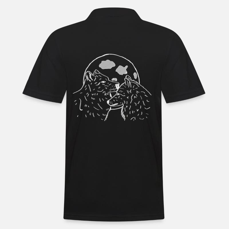 Loups Lune Blanc - Polo Homme - noir