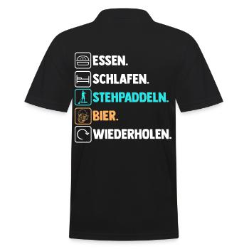 Bier Stand Up Paddeling - Männer Poloshirt - Schwarz - Hinten - Kai (181cm)