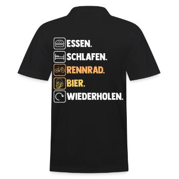 Fahrrad Rennradfahrer Rennrad - Männer Poloshirt - Schwarz - Hinten - Kai (181cm)